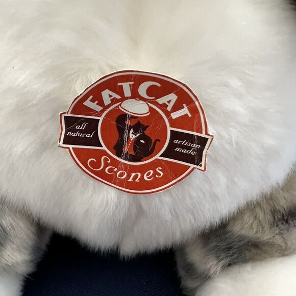 Unipak FatCat Kitty Tabby Cat Plush Gray White 10" Sitting Round Stuffed 2014 - Picture 2 of 8